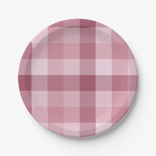 Rosa Gingham-Karo-Karo-Design Pappteller (Vorderseite)