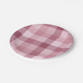 Rosa Gingham-Karo-Karo-Design Pappteller (Schrägansicht)