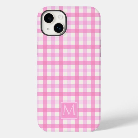 Rosa Gingham-Karo-Karo-Muster Case-Mate iPhone Hülle (Rückseite)