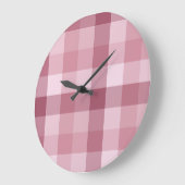 Rosa Gingham-Karo-Karo-Muster Große Wanduhr (Winkel)