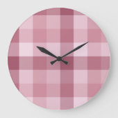 Rosa Gingham-Karo-Karo-Muster Große Wanduhr (Vorderseite)
