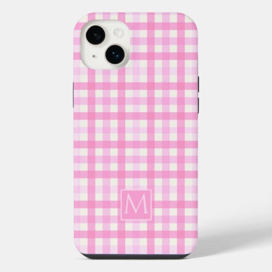 Rosa Gingham-Karo-Karo-Muster iPhone Hülle (Rückseite)