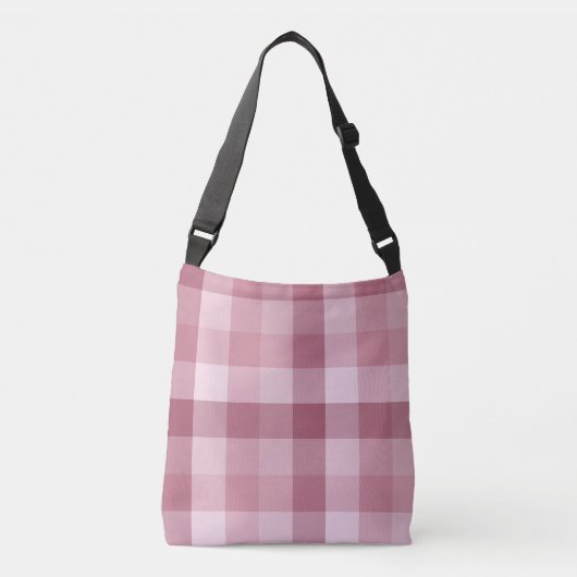Rosa Gingham-Karo-Karodesign Tragetaschen Mit Langen Trägern (Vorderseite)
