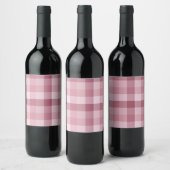 Rosa Gingham-Karo-Karomuster-Design Weinetikett (Flaschen)