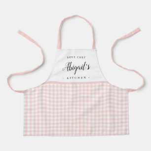 Rosa Gingham-Karo Kinder personalisierte Kochschür Schürze