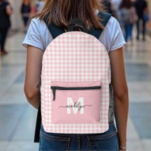 Rosa Gingham-Karo-Monogramm