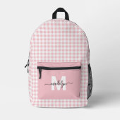 Rosa Gingham-Karo-Monogramm Bedruckter Rucksack (Vorderseite)