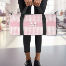 Rosa Gingham Karo Monogramm