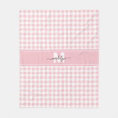 Rosa Gingham-Karo-Monogramm Fleecedecke (Vorderseite)