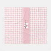 Rosa Gingham-Karo-Monogramm Fleecedecke (Vorderseite (Horizontal))