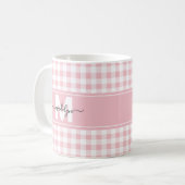Rosa Gingham-Karo-Monogramm Kaffeetasse (Vorderseite Links)