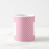 Rosa Gingham Karo Monogramm Name Kaffeetasse (Mittel)