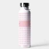 Rosa Gingham-Karo-Monogramm Trinkflasche (Links)