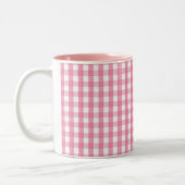 Rosa Gingham-Karo-Muster Zweifarbige Tasse (Links)