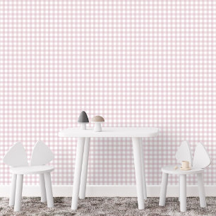 Rosa Gingham Karo niedliches einfaches Bauernhaus  Tapete