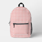 Rosa Gingham Karo Pattern Bedruckter Rucksack (Vorderseite)