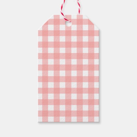 Rosa Gingham Karo Pattern Geschenkanhänger (Vorderseite)