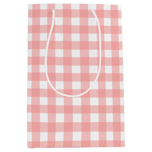 Rosa Gingham Karo Pattern Mittlere Geschenktüte (Vorderseite)