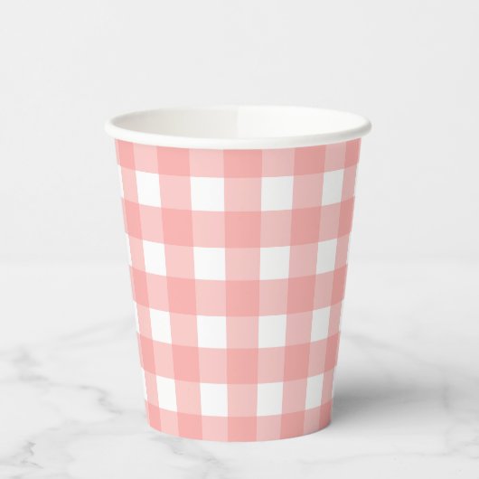 Rosa Gingham Karo Pattern Pappbecher (Links)