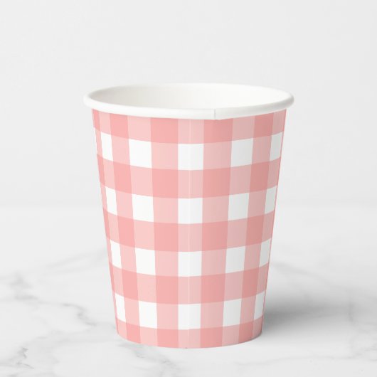 Rosa Gingham Karo Pattern Pappbecher (Rechts)