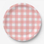 Rosa Gingham Karo Pattern Pappteller (Vorderseite)
