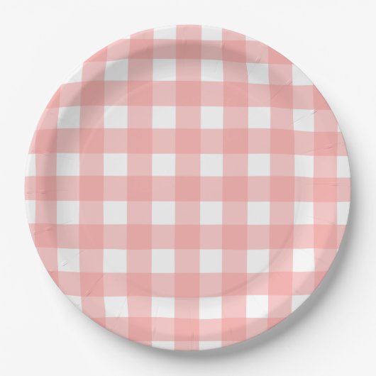 Rosa Gingham Karo Pattern Pappteller (Vorderseite)