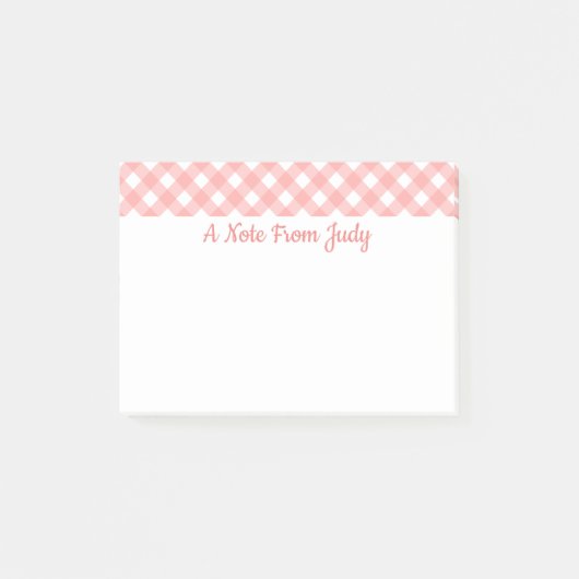Rosa Gingham Karo Pattern Post-it Klebezettel (Vorderseite)
