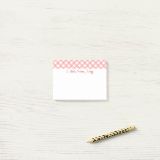 Rosa Gingham Karo Pattern Post-it Klebezettel (Auf Schreibtisch)