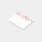 Rosa Gingham Karo Pattern Post-it Klebezettel (angewinkelt)