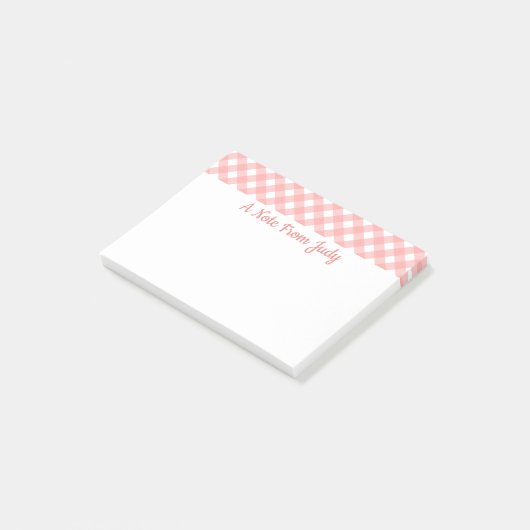 Rosa Gingham Karo Pattern Post-it Klebezettel (angewinkelt)