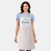 Rosa Gingham Karo personalisierte Küche Schürze (Getragen)