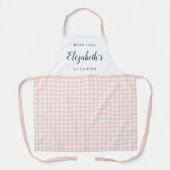 Rosa Gingham Karo personalisierte Küche Schürze (Vorderseite)