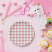 Rosa Gingham-Karomuster Pappteller (Party)