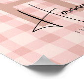 Rosa Gingham-Kindermerzimmer-Name-Initiale Poster (Ecke)