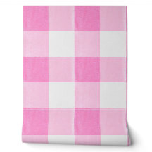 Rosa Gingham-Kinderzimmer-Dekor | Sanfte Rosa Karo