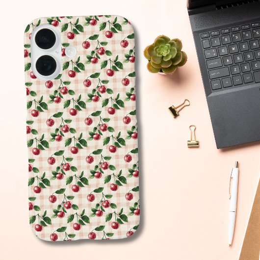 Rosa Gingham Kirsch Coquette Ästhetik-Geschenk für Case-Mate iPhone Hülle