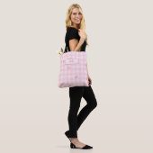 Rosa Gingham-Kirsch-Schleifen-Schriftzug-Design Tasche (Am Model)