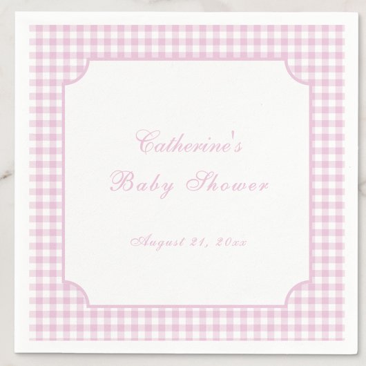 Rosa Gingham-Klassiker-Baby-Shower-Serviette Serviette