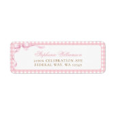 Rosa Gingham Kokette Schleife Rücksendeadresse (Vorne)