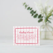 Rosa Gingham Kritzelrahmen-Display-Dusche Begleitkarte (Stehend Vorderseite)