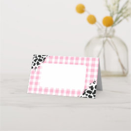 Rosa Gingham-Kuh-Druck Platzkarten