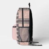 Rosa Gingham-Kunst mit Röte  Bedruckter Rucksack (Rechts)
