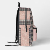 Rosa Gingham-Kunst mit Röte  Bedruckter Rucksack (Links)