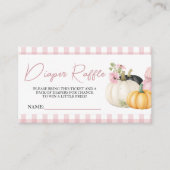 Rosa Gingham-Kürbis-Windel-Raffle-Ticketkarten Begleitkarte (Vorderseite)