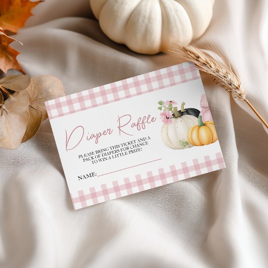 Rosa Gingham-Kürbis-Windel-Raffle-Ticketkarten Begleitkarte