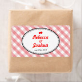 Rosa Gingham-Land-Hochzeitsgunst-Tag (Insitu)