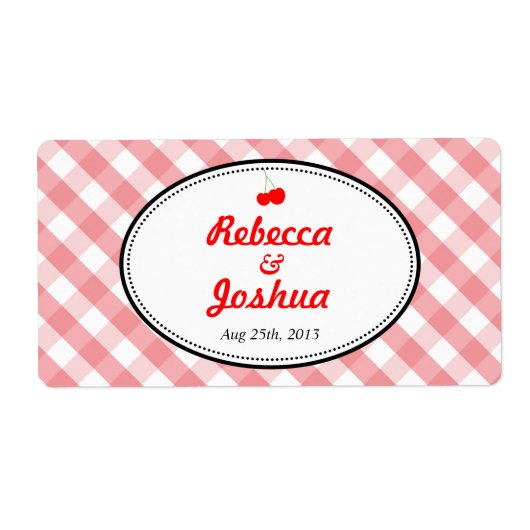 Rosa Gingham-Land-Hochzeitsgunst-Tag (Vorne)