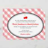 Rosa Gingham Land rustikale Hochzeit der Roten Kir Einladung (Vorne/Hinten)
