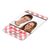 Rosa Gingham Land rustikale Hochzeit speichern Sie Magnet (Linke Seite)
