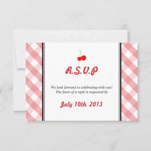 Rosa Gingham Land rustikale Hochzeitsreaktion uAwg RSVP Karte (Vorderseite)